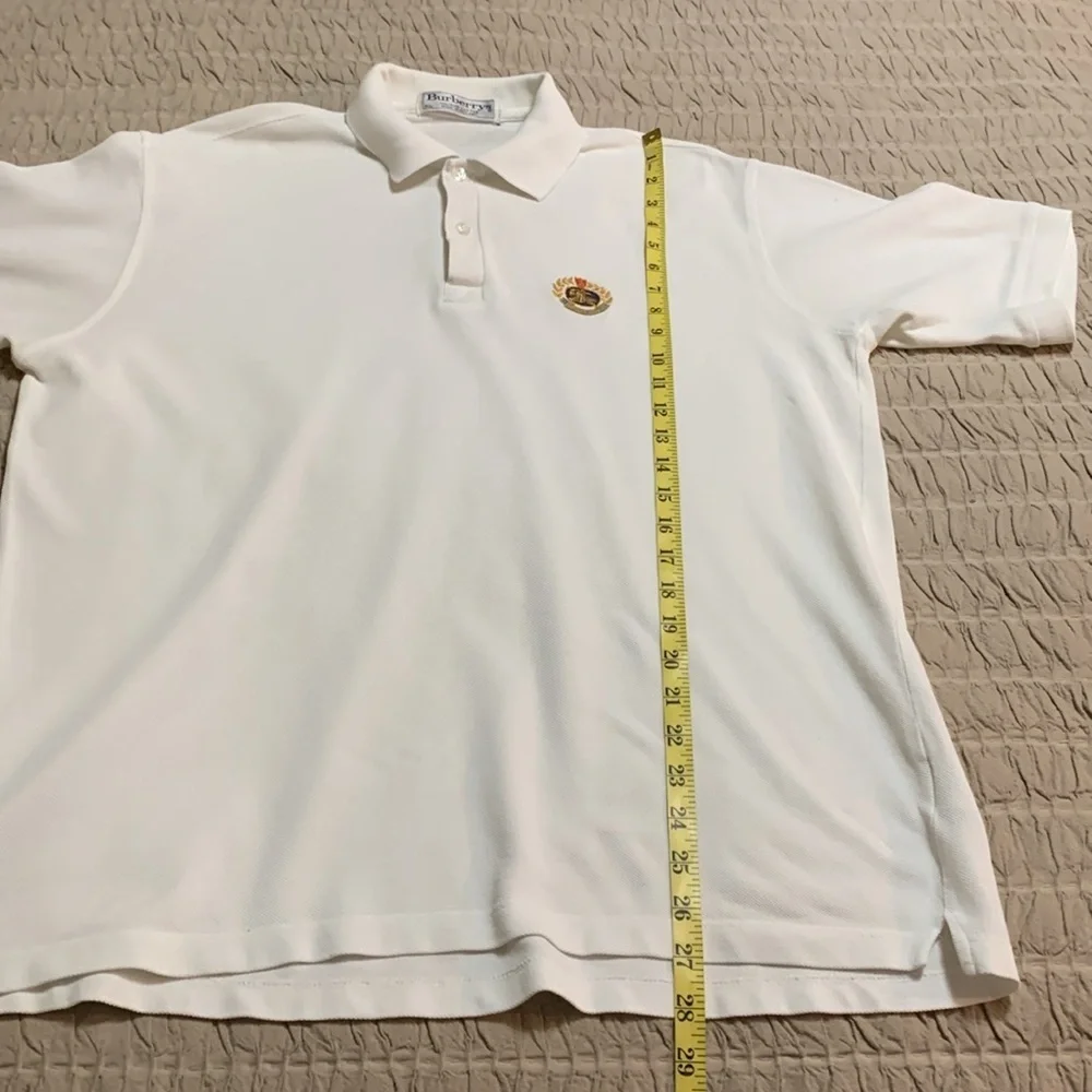 VTG Burberrys Men’s Crested White Polo Short Sleeve Shirt Classic Cotton XL